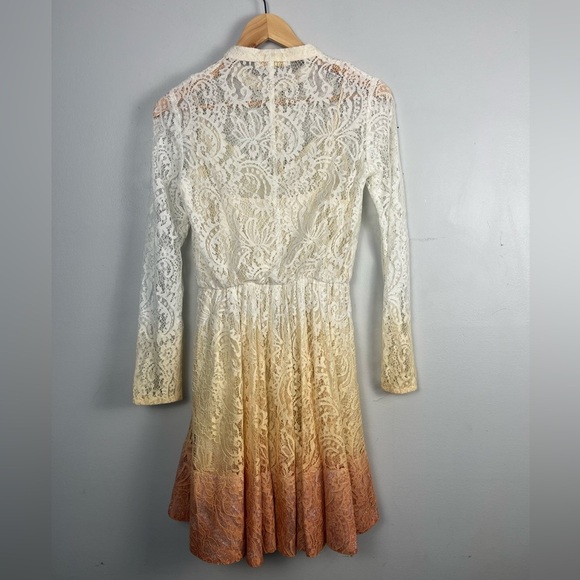 Maje ombré long sleeve lace orange/cream dress size 1/small - Picture 7 of 8